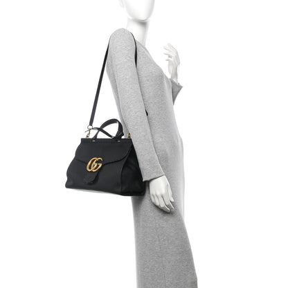 Gucci Calfskin Small GG Marmont Top Handle Bag Black 2 of 10