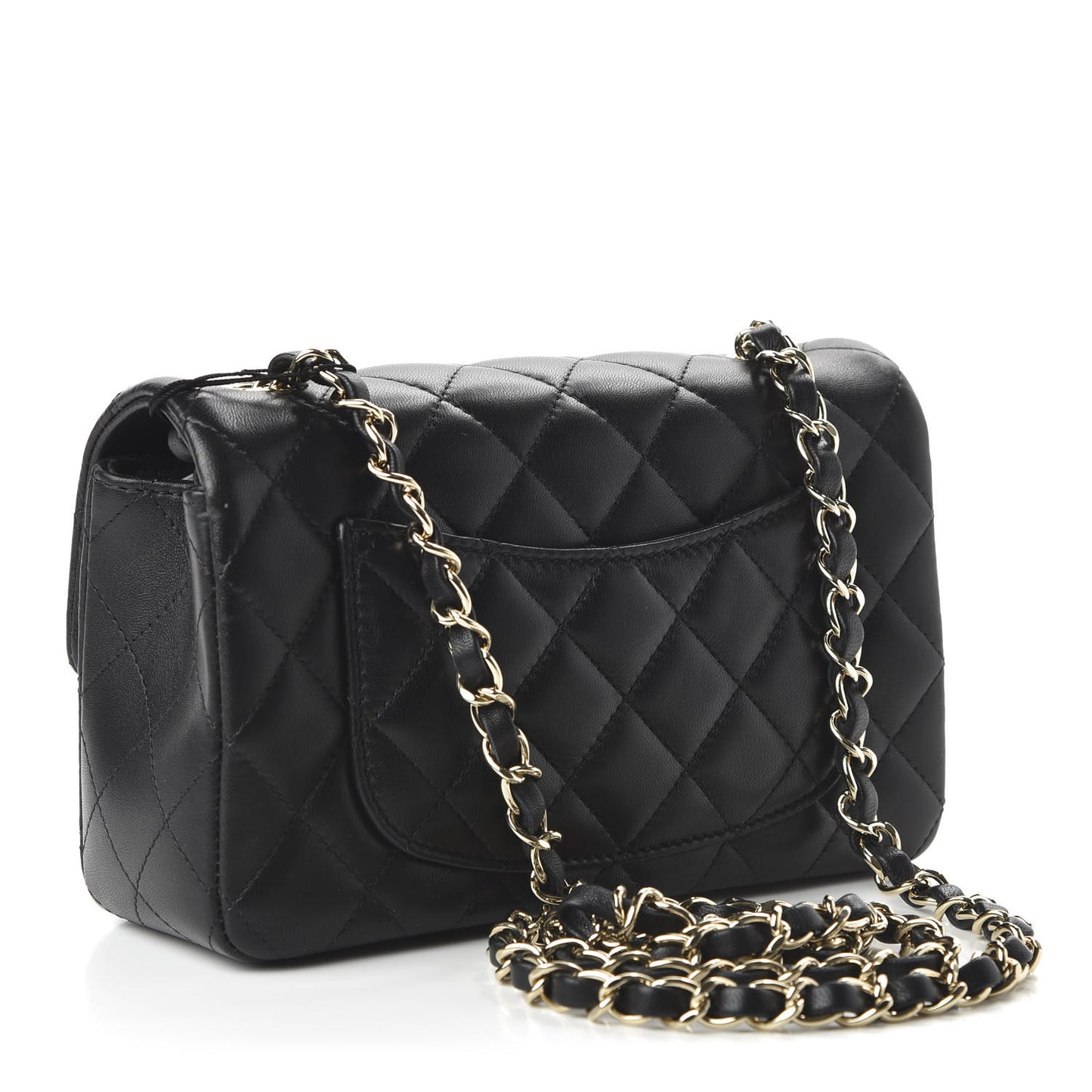 Lambskin Quilted Mini Rectangular Flap Black