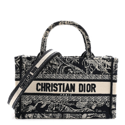 Christian Dior Canvas Embroidered Toile De Jouy Reverse Mini Book Tote With Strap Blue Multicolor 1 of 11