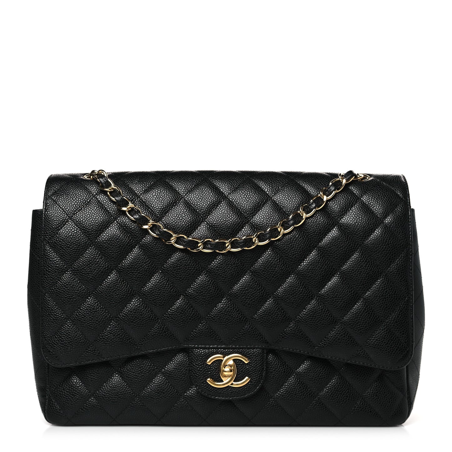 Caviar Quilted Maxi Double Flap Black