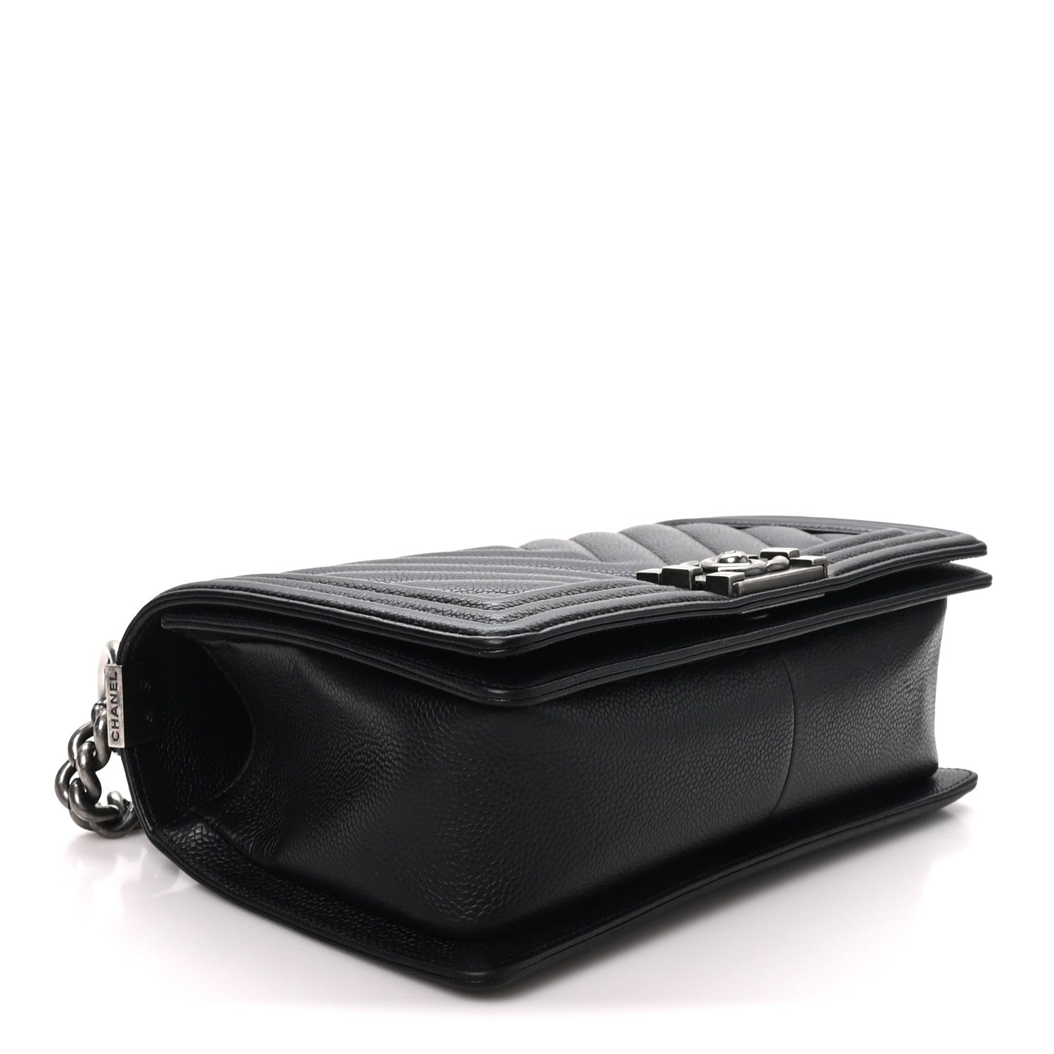 Chanel Caviar Chevron Quilted Medium Boy Flap Black 4 of 11