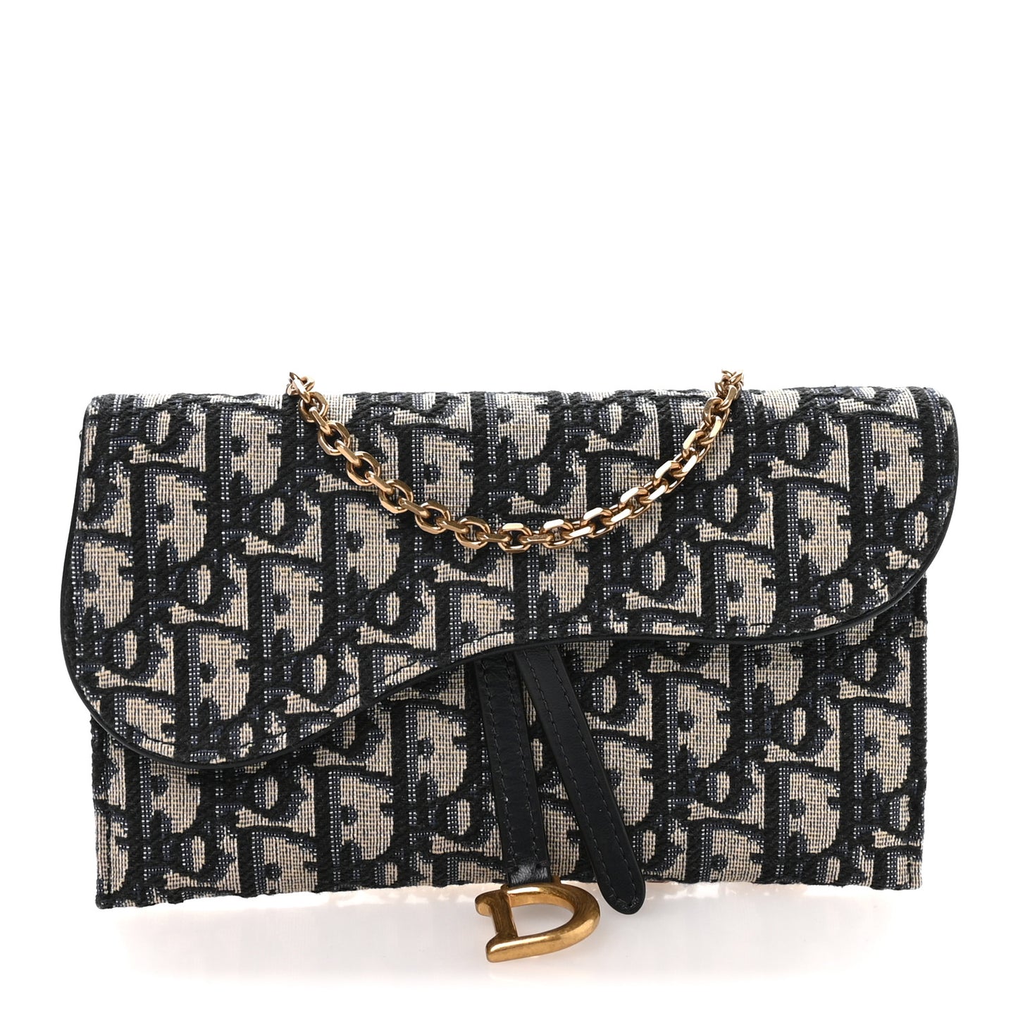 Oblique Saddle Chain Long Wallet Blue