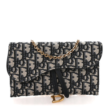 Christian Dior Oblique Saddle Chain Long Wallet Blue 1 of 9