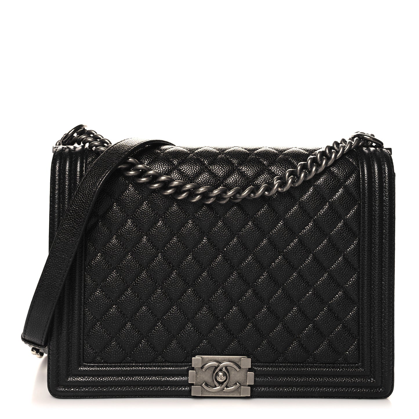 Caviar Quilted Large Boy Flap Black
