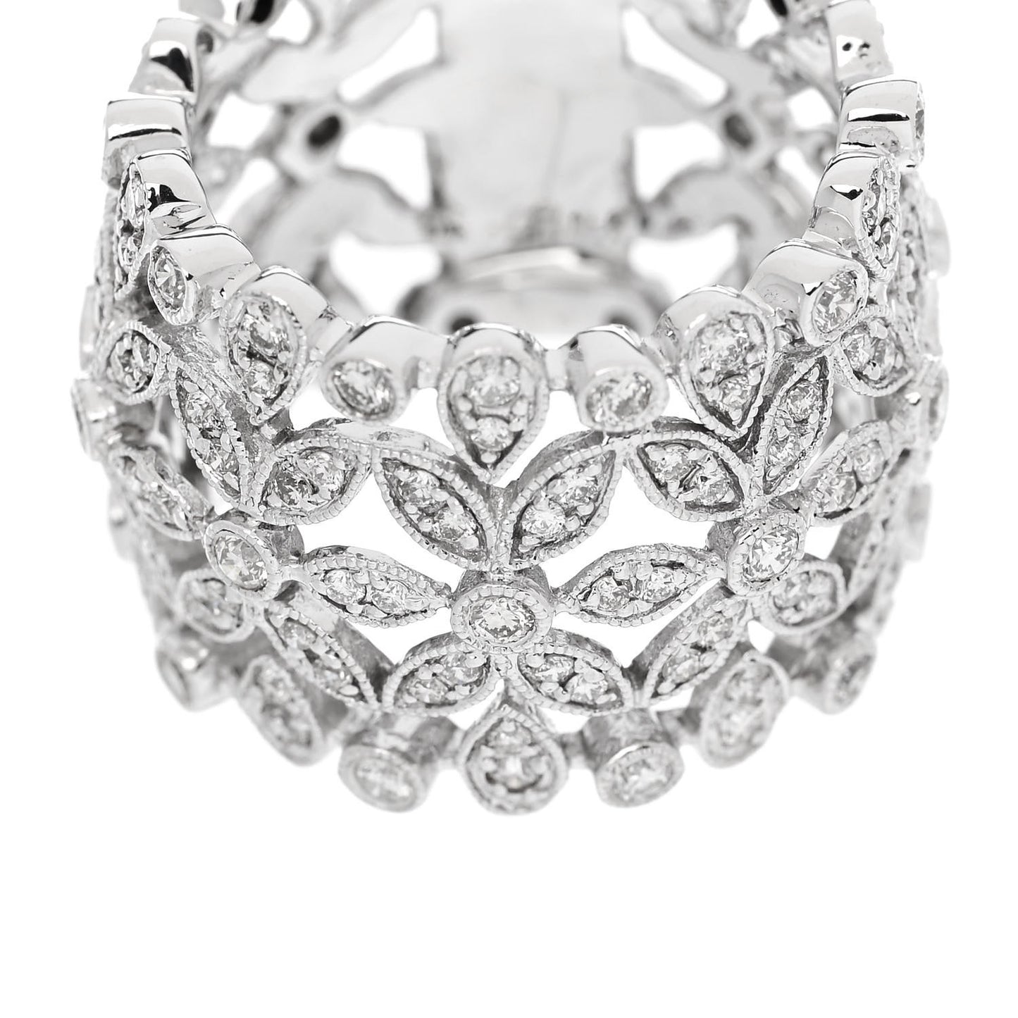 18K White Gold Diamond 1.23ctw Floral Ring  54 7