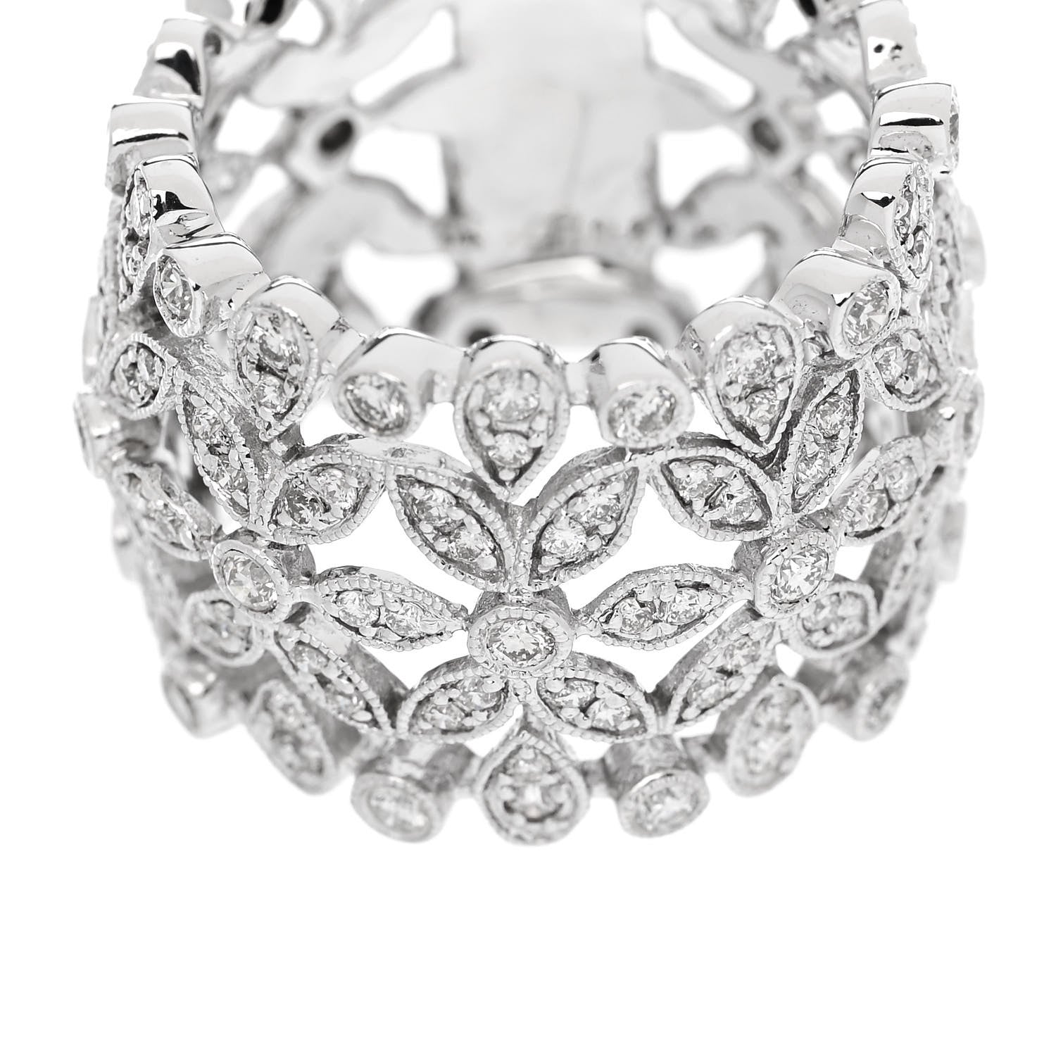 Parker & West by FASHIONPHILE 18K White Gold Diamond 1.23ctw Floral Ring  54 7 7 of 10
