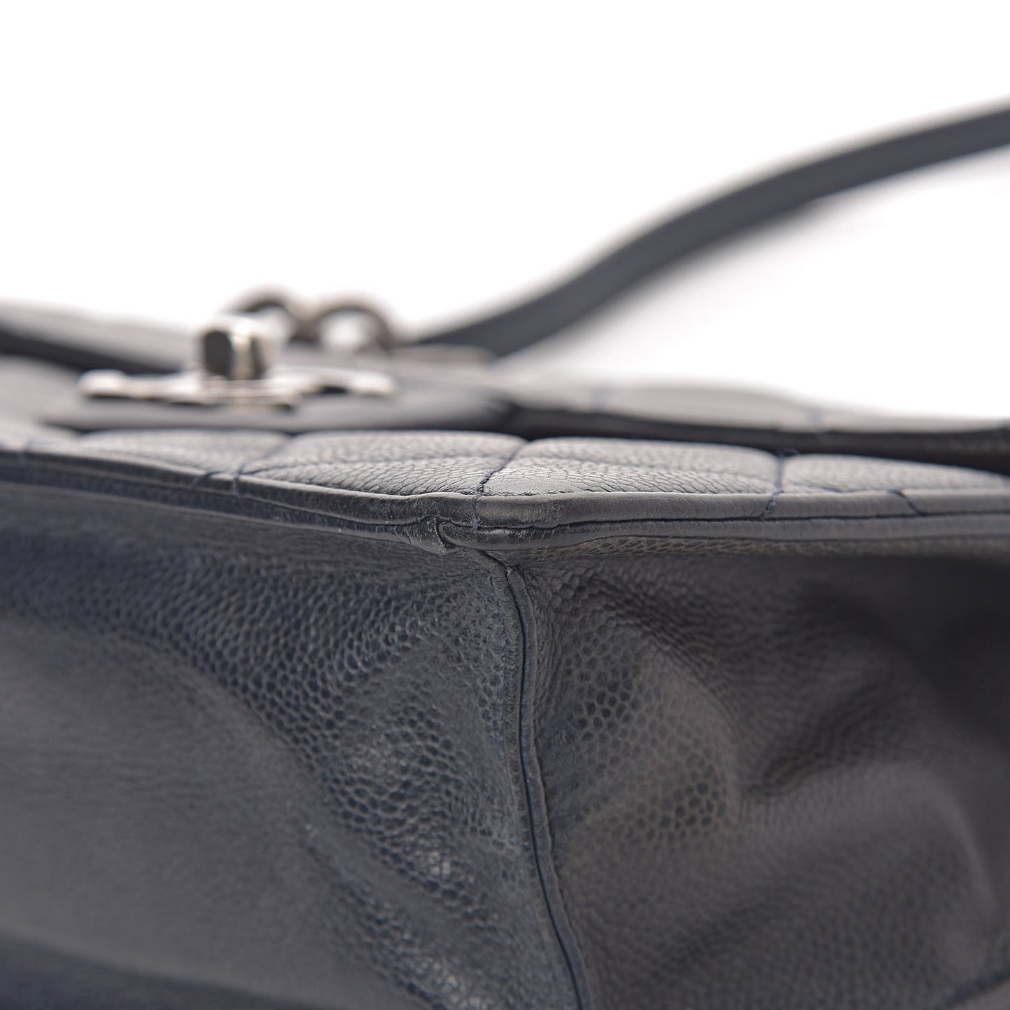 Caviar Quilted Large Retro Class Flap Dark Navy Blue