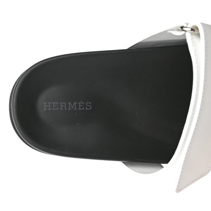 Hermes Calfskin Womens Chypre Sandals 39.5 White 7 of 11