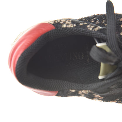 Valentino Garavani Macrame Lace Suede Womens Rockrunner Sneakers 38 Black 10 of 14