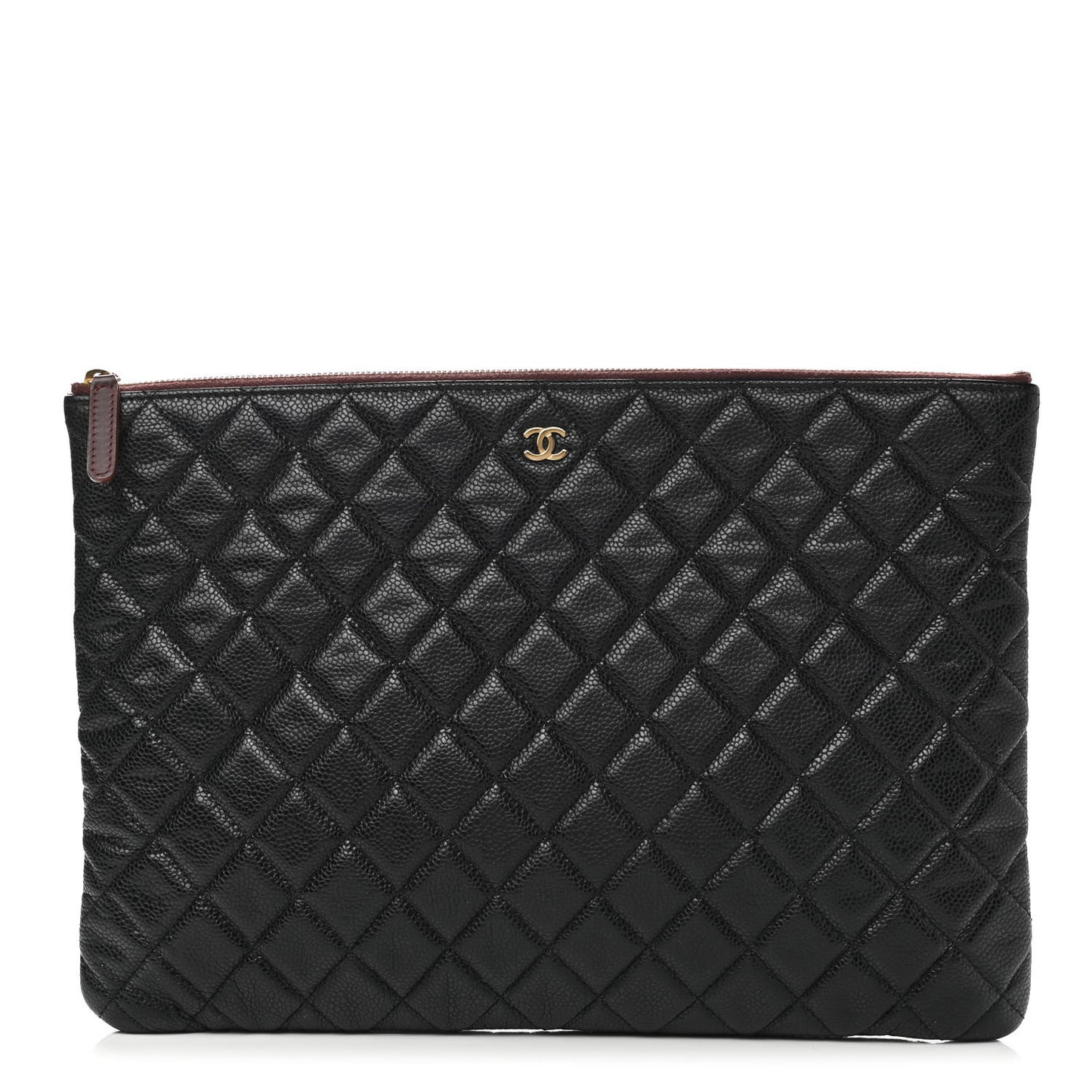 Caviar Quilted Large Cosmetic Case Black