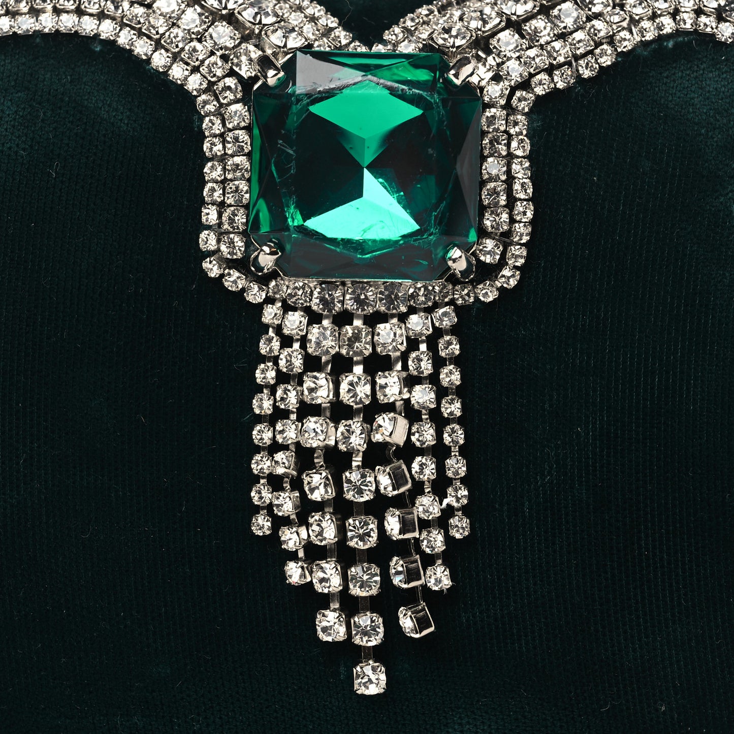 Velvet Embellished Cloud Clutch Green