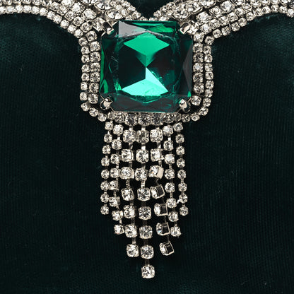 Jimmy Choo Velvet Embellished Cloud Clutch Green 8 of 11