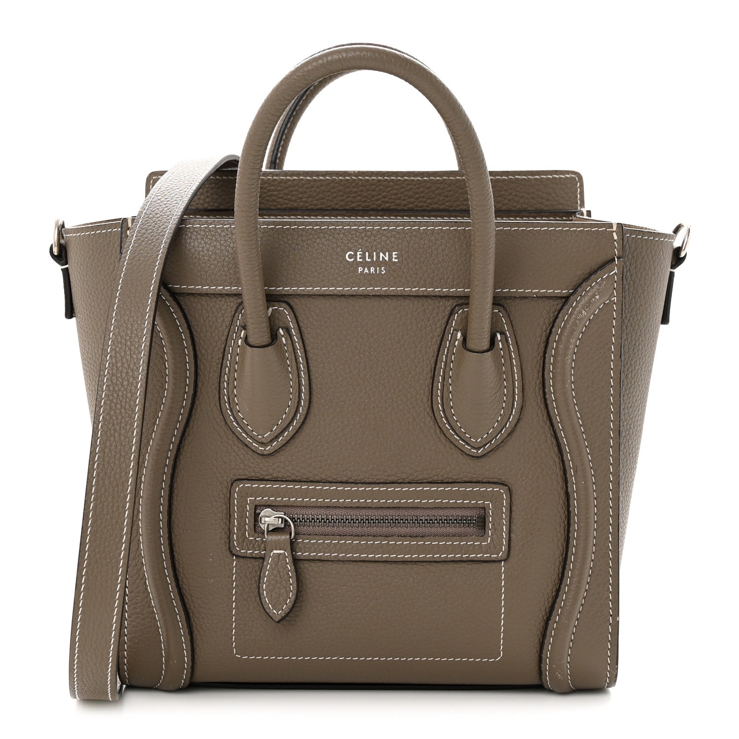 Celine Drummed Calfskin Nano Luggage Souris 1 of 13
