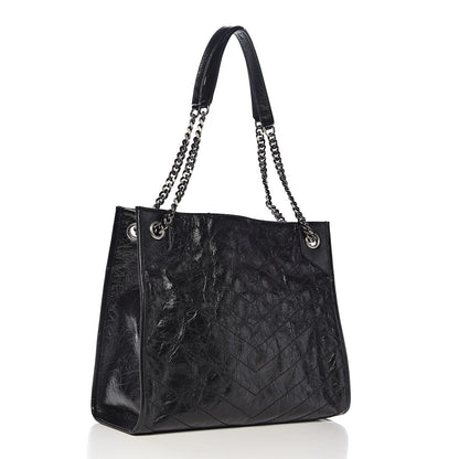 Saint Laurent Crinkled Calfskin Matelasse Monogram Medium Niki Shopper Tote Black 2 of 9
