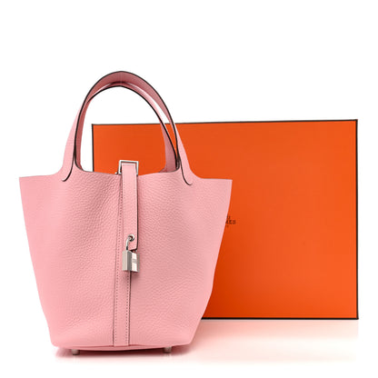 Hermes Taurillon Clemence Picotin Lock 18 PM Rose Sakura 11 of 11