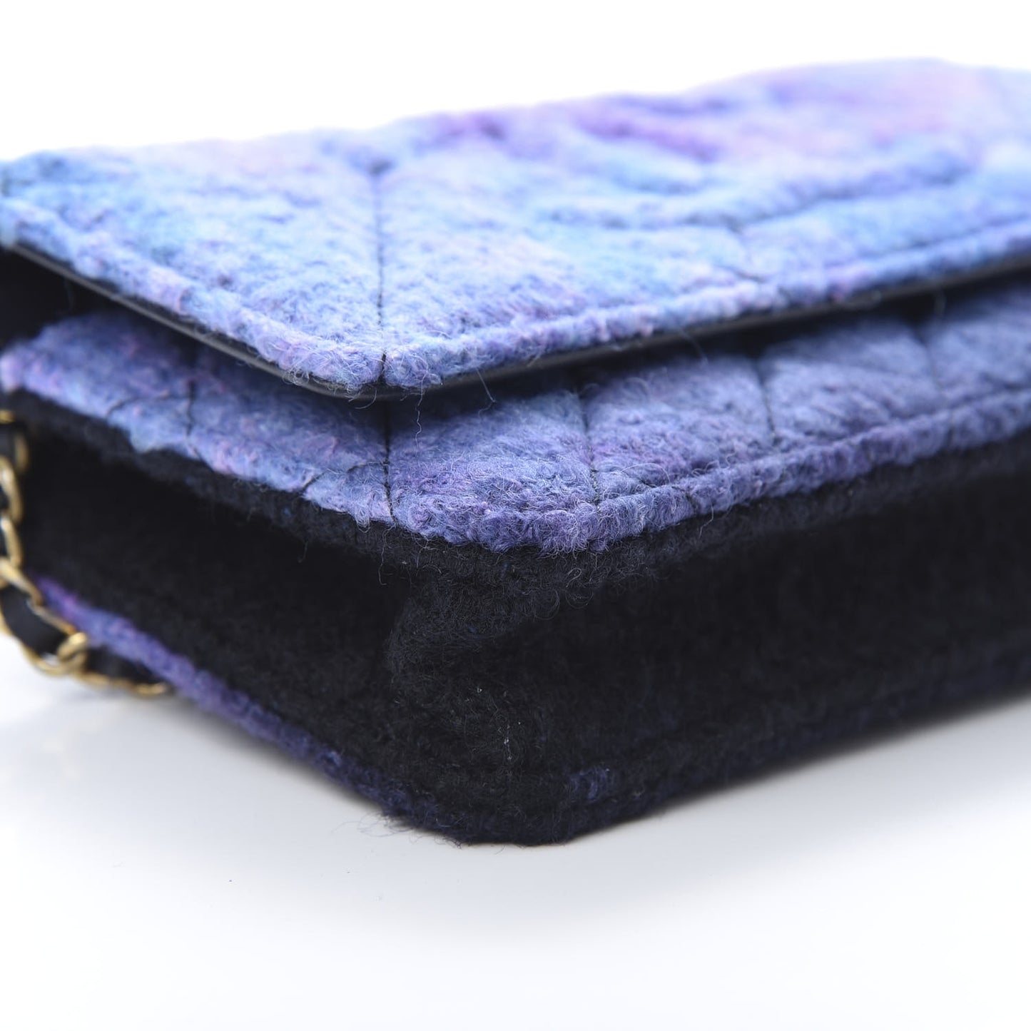 Tweed Quilted CC Wallet On Chain WOC Purple
