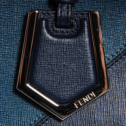 Fendi Vitello Elite Colorblock Petite 2Jours Tote Lavagna Oceano Argento 7 of 13
