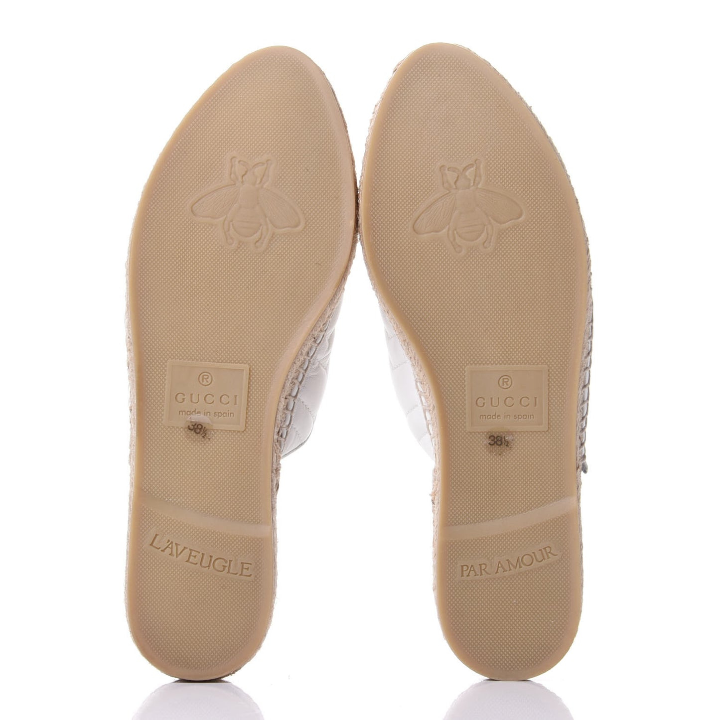 Nappa Matelasse GG Marmont Espadrille Slippers 38.5 Great White
