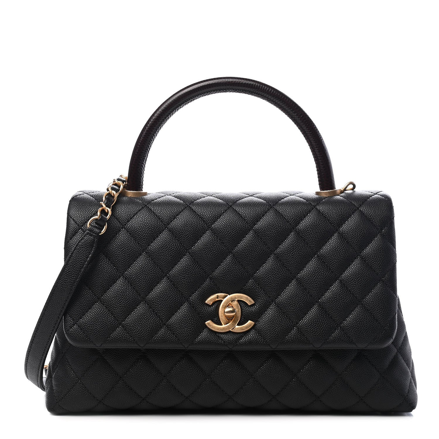 Chanel Caviar Lizard Embossed Quilted Small Coco Handle Flap Black 1 of 9