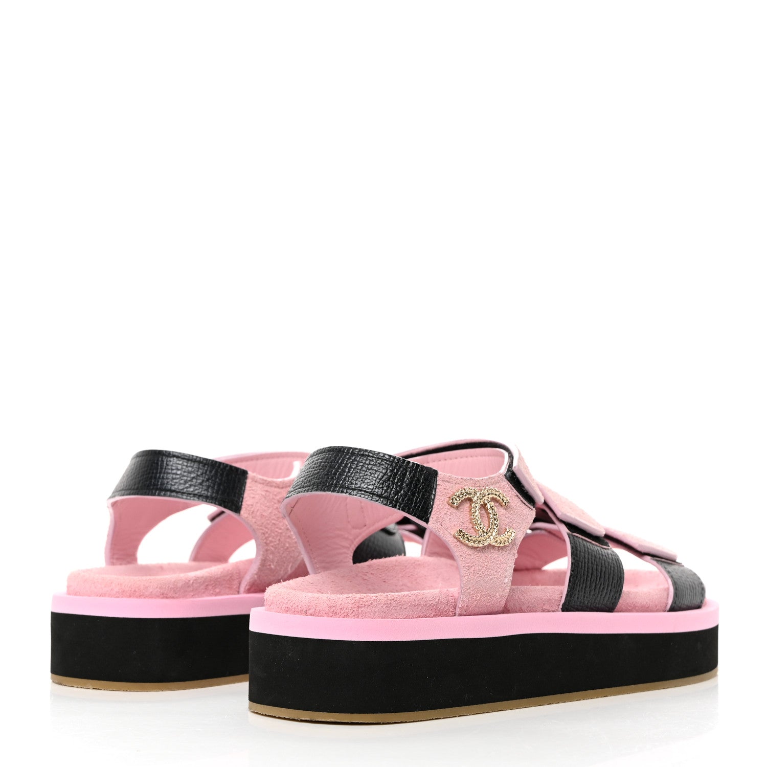 Chanel Suede Calfskin Velcro Flat Sandals 38 Light Pink 4 of 9