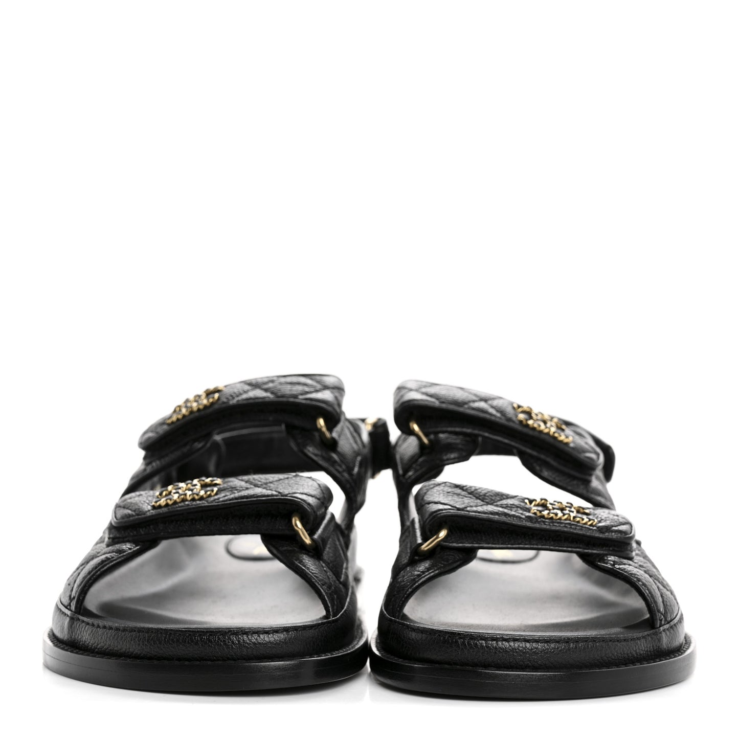 Grained Calfskin Velcro Dad Sandals 38.5 Black
