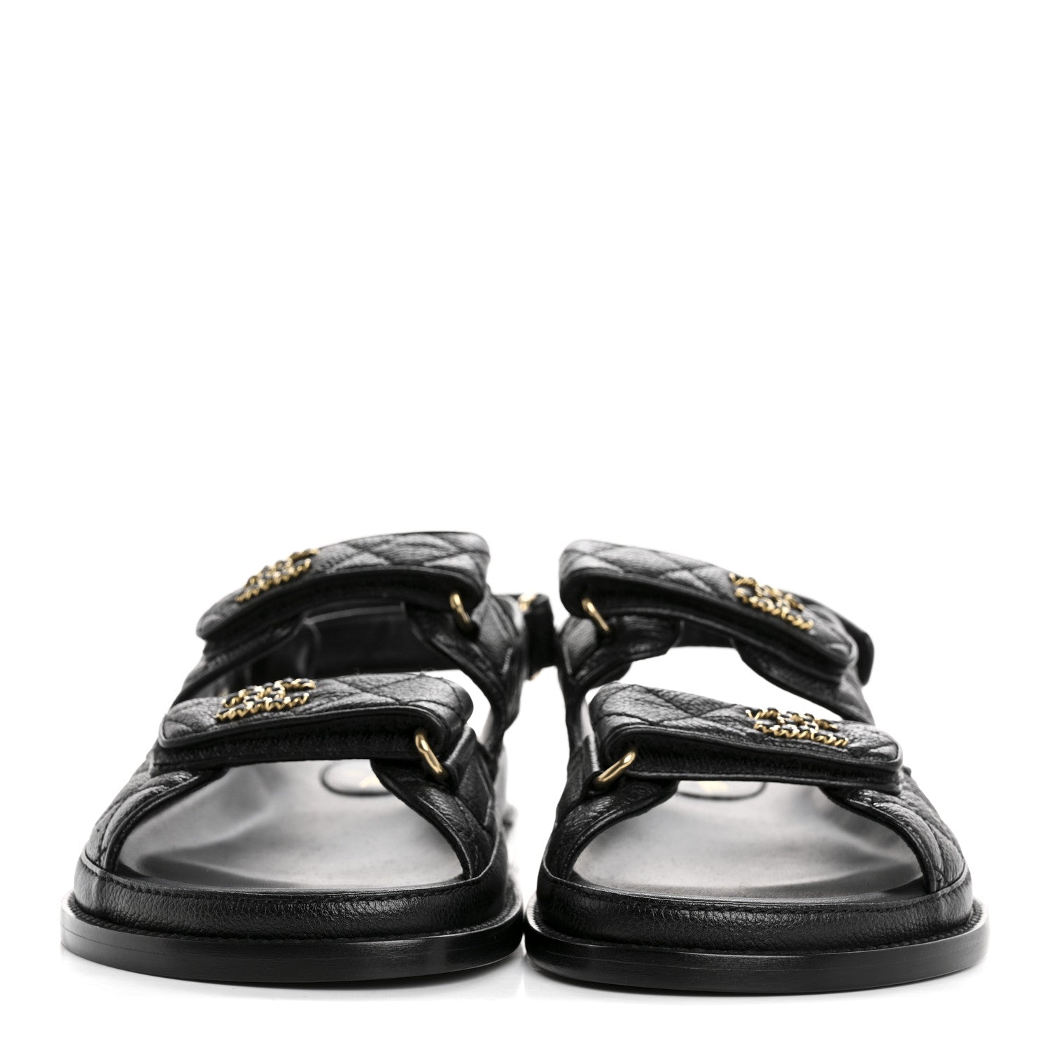 Chanel Grained Calfskin Velcro Dad Sandals 38.5 Black 3 of 9