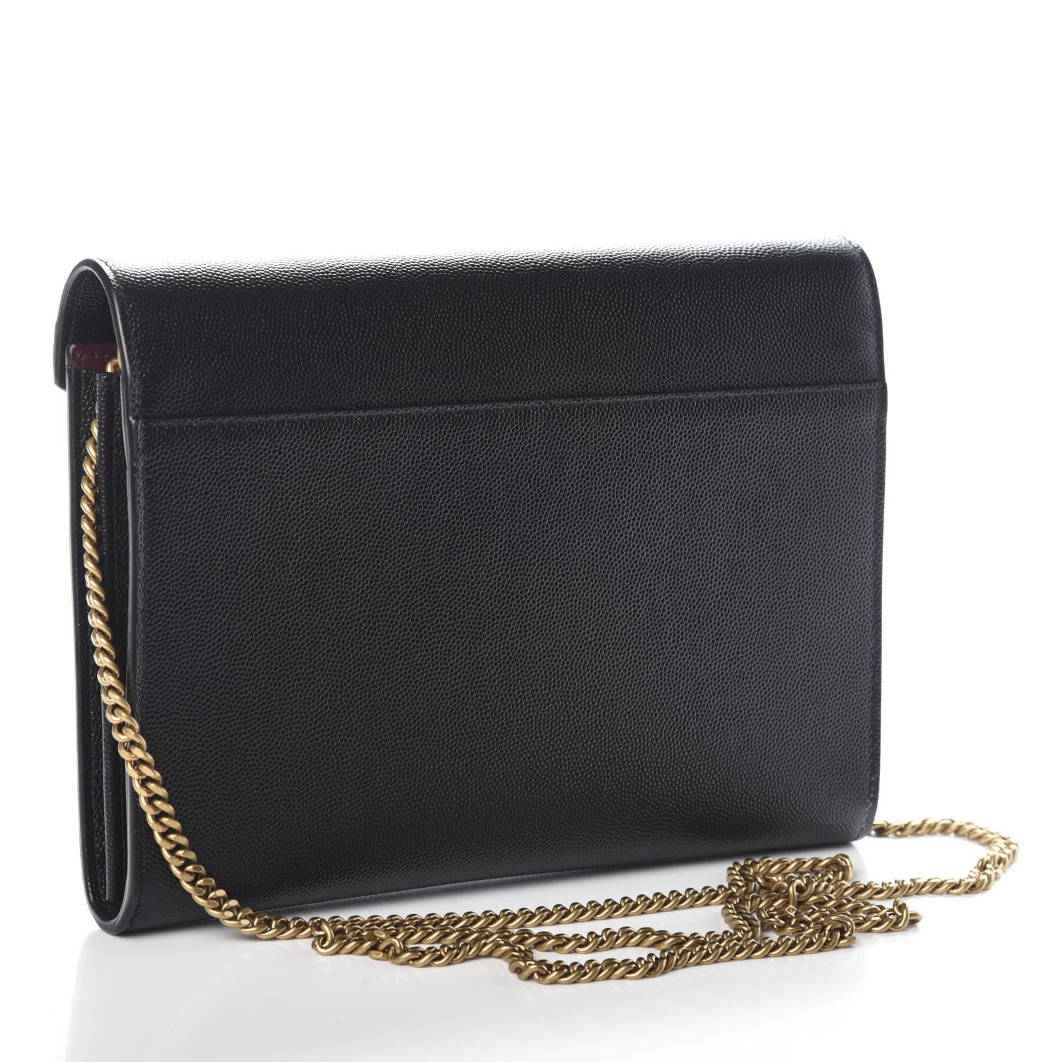 Saint Laurent Grain De Poudre Monogram Cassandra Chain Wallet Black Rouge Legion 3 of 8