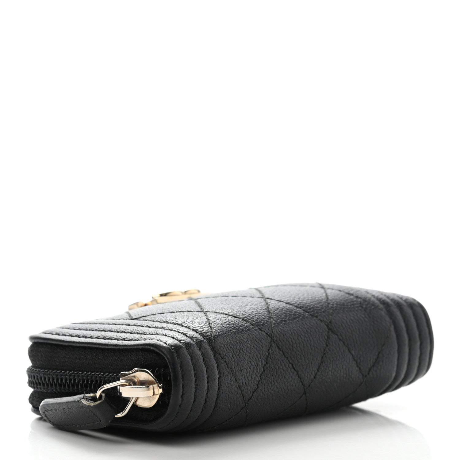 Chanel Caviar Quilted Boy Zip Around Coin Purse Wallet Black 4 of 10