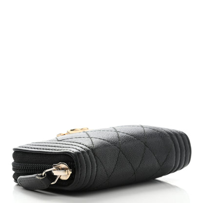 Chanel Caviar Quilted Boy Zip Around Coin Purse Wallet Black 4 of 10