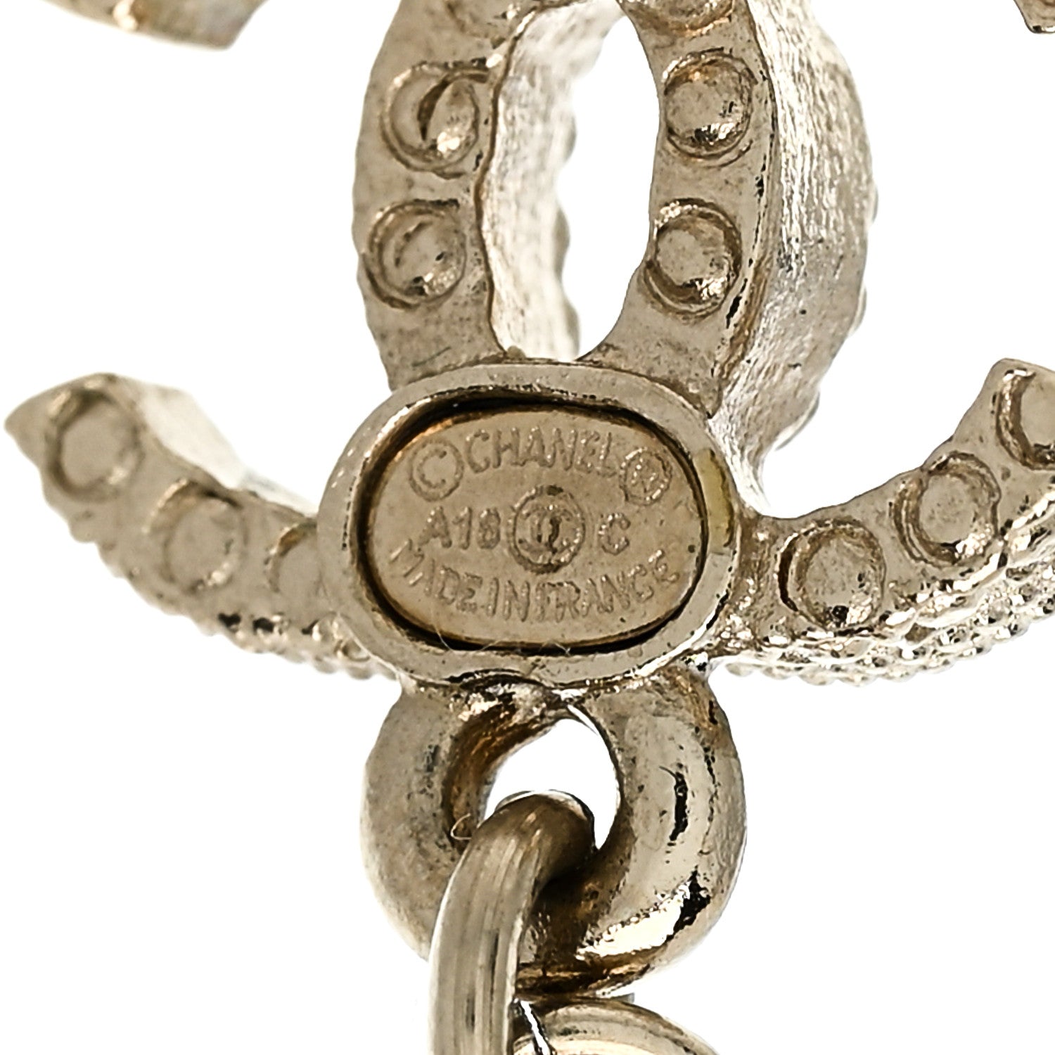 Chanel Chain Pearl CC Drop Earrings Light Gold 4 of 5
