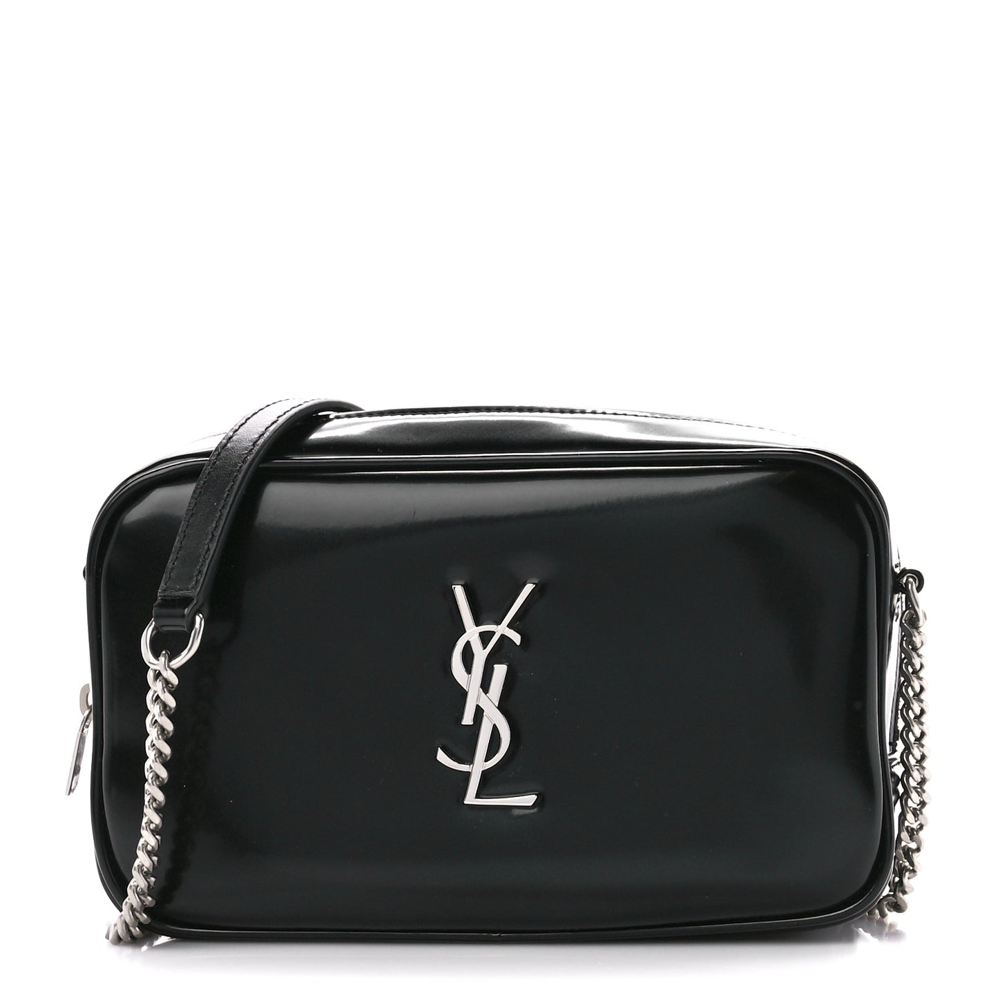 Shiny Calfskin Monogram Mini Lou Camera Bag Black