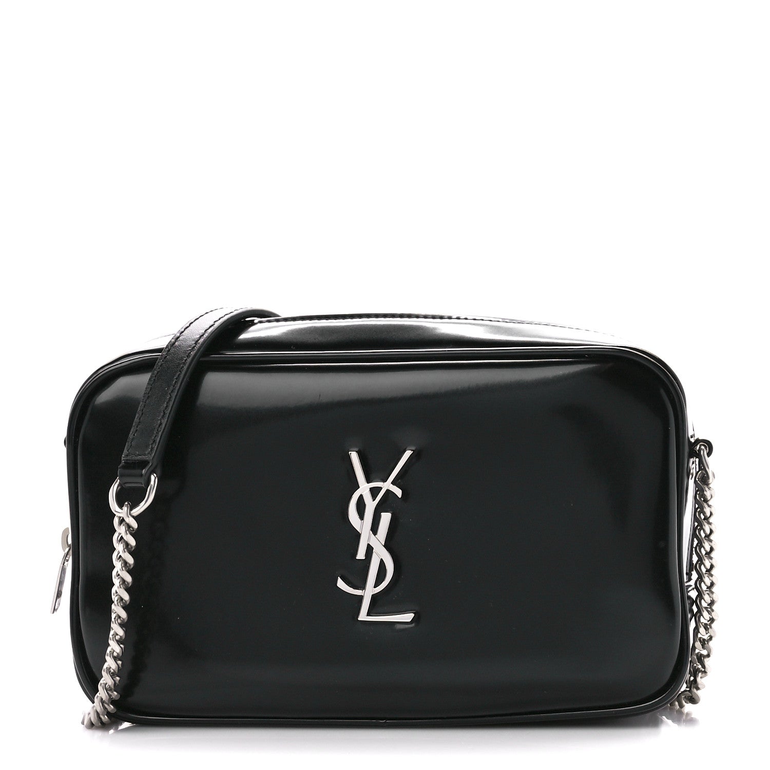 Saint Laurent Shiny Calfskin Monogram Mini Lou Camera Bag Black 1 of 11