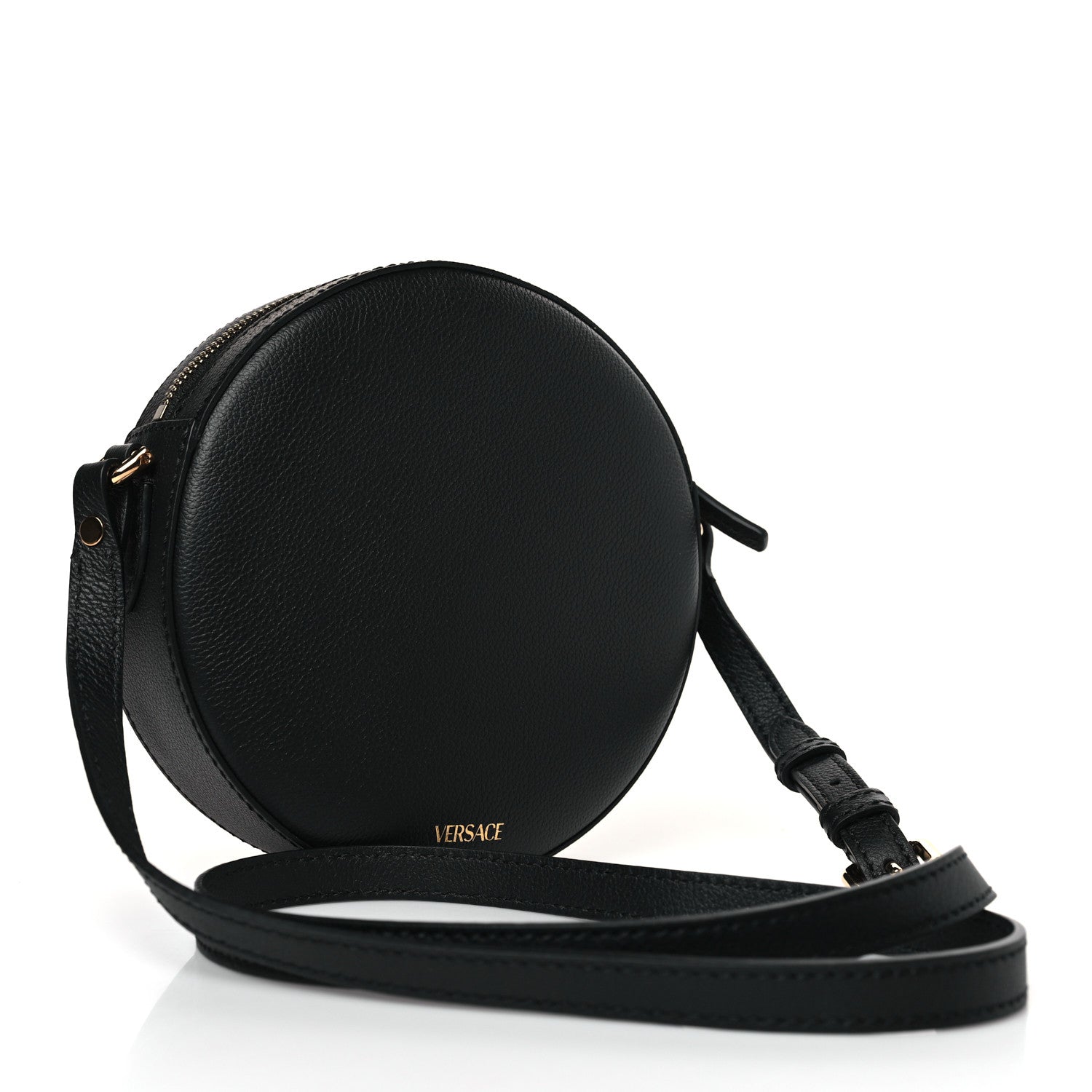 Versace Calfskin Mini La Medusa Chain Round Crossbody Bag Black 3 of 8