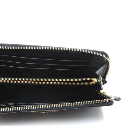 Prada Saffiano Triangle Zip Around Wallet Black 5 of 8