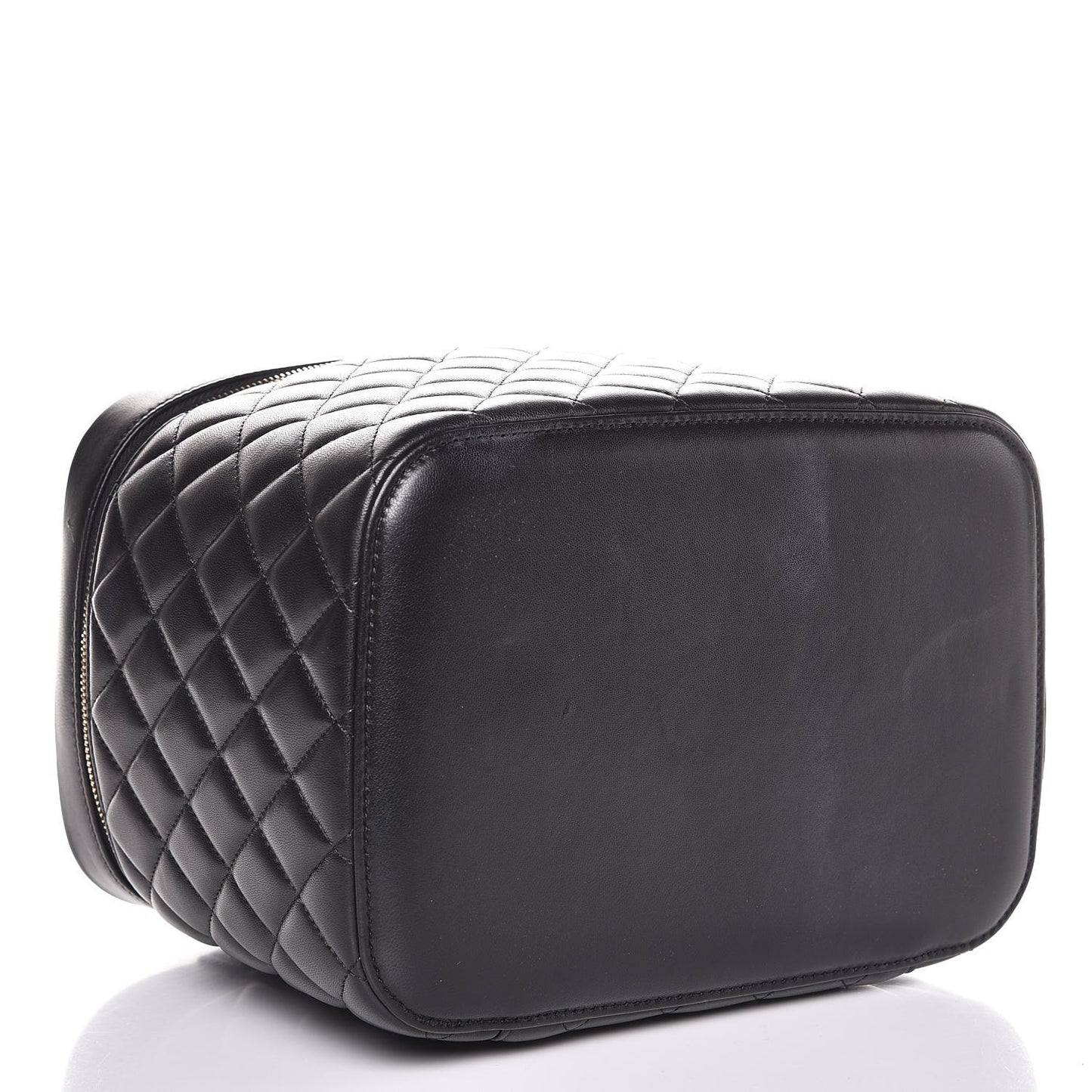 Lambskin Quilted Small Vanity Pouch Black