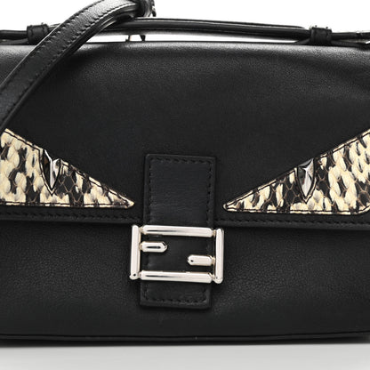 Fendi Vitello Dolce Elaphe Monster Eyes Micro Double Baguette Black Naturale 11 of 11