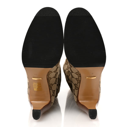 Gucci Monogram Malaga Kid Lisa Mid Heel Boots 38 Beige Ebony 5 of 9