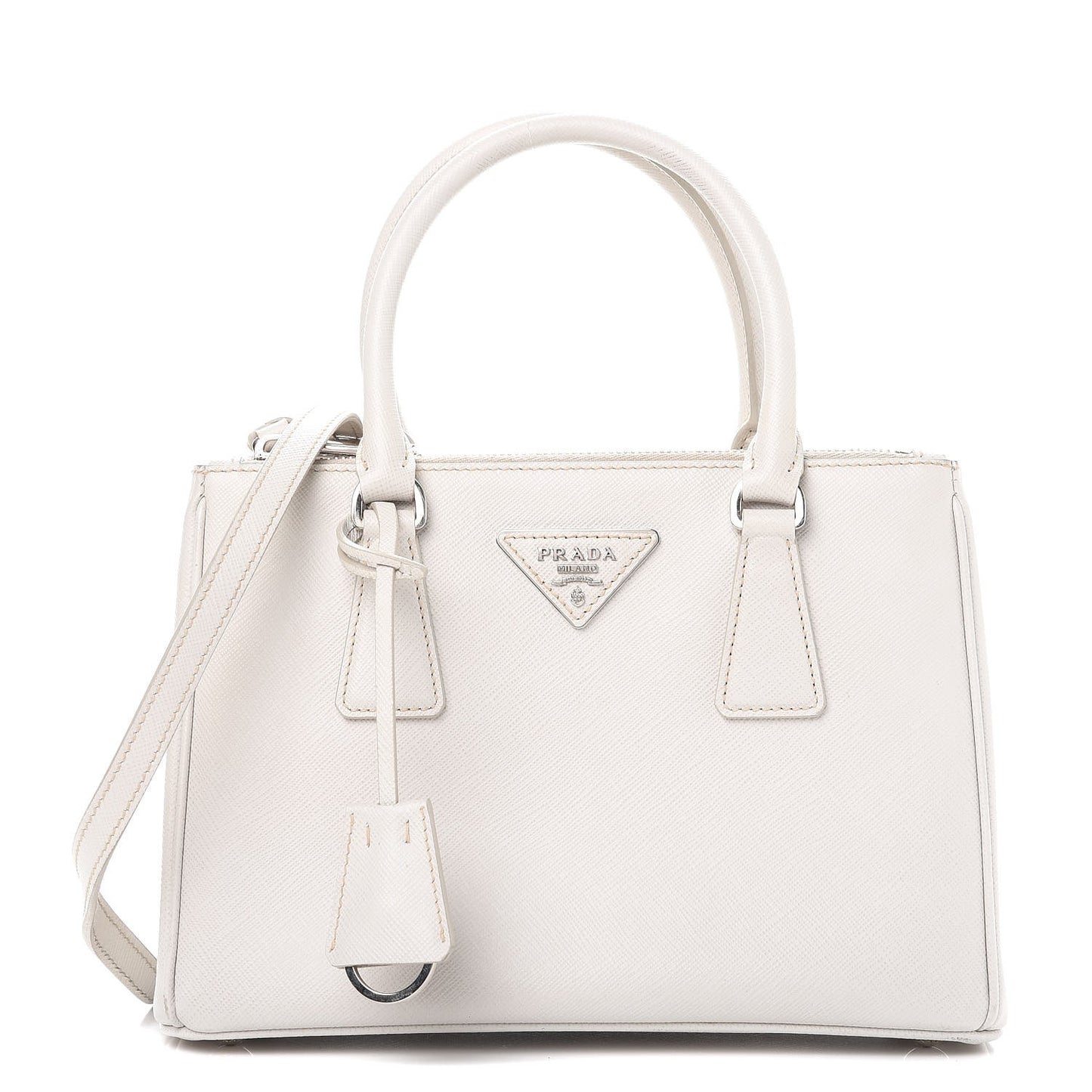 Saffiano Lux Small Galleria Double Zip Tote White