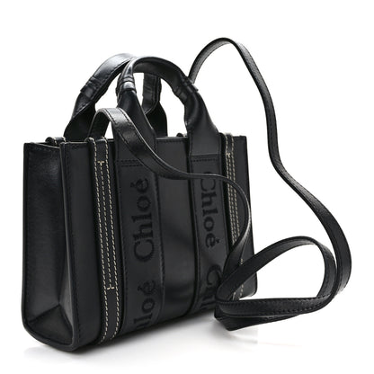 Chloe Calfskin Mini Woody Ribbon Tote Black 3 of 10