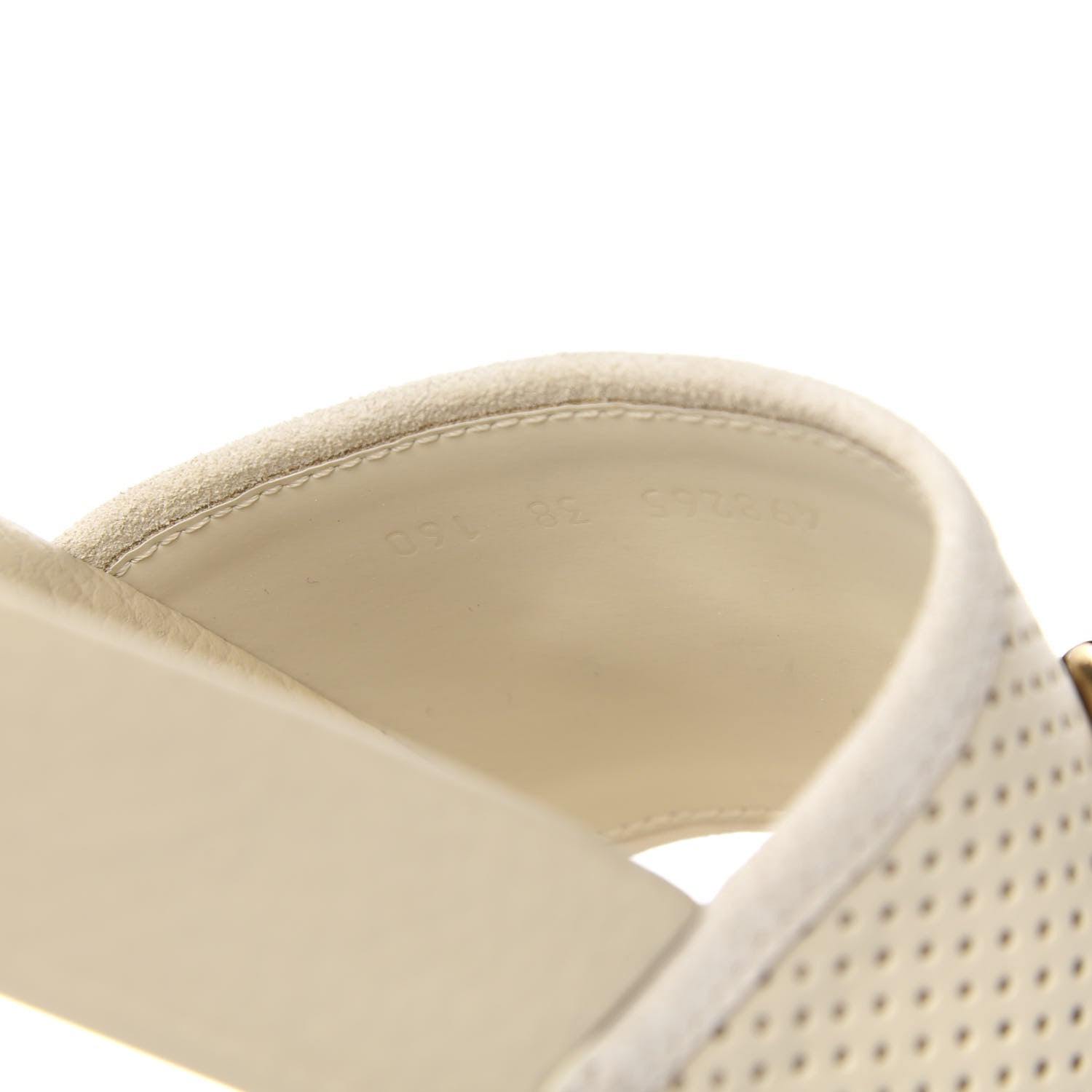 Gucci Suede Perforated Horsebit Slide Sandals 38 Ivory 7 of 8