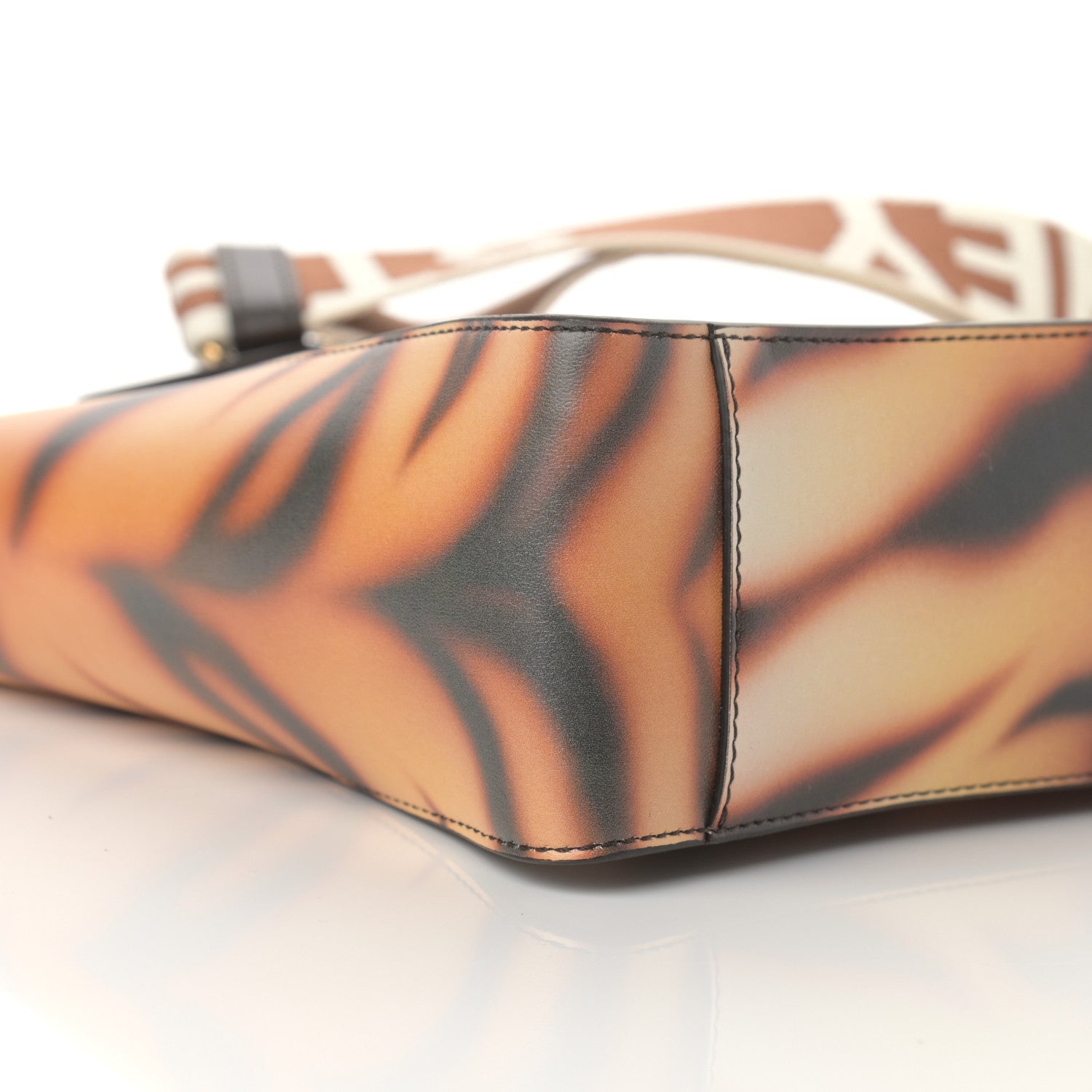 Stella McCartney Eco Alter Tiger Print Perforated Logo Mini Crossbody Brown Ivory 7 of 9