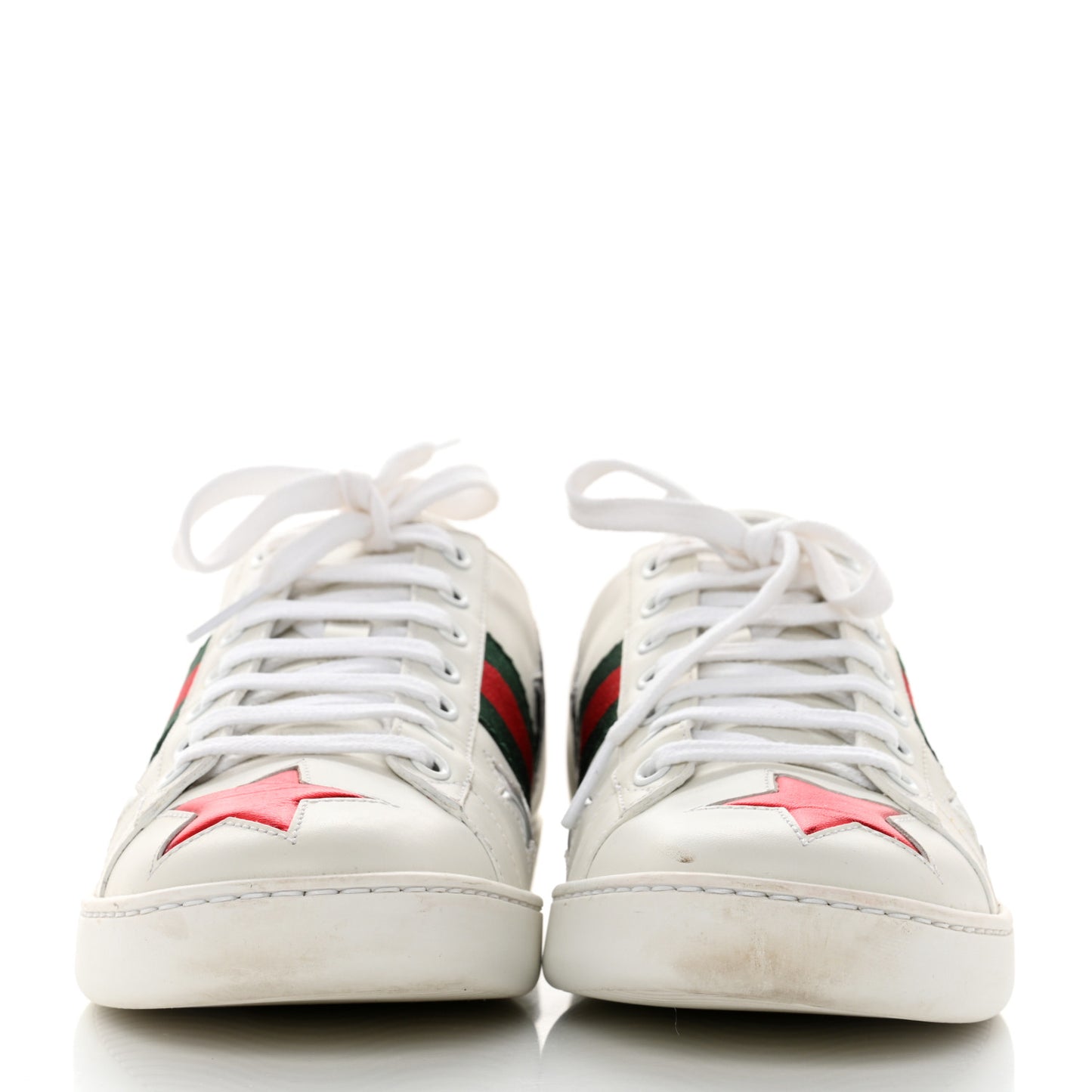 Calfskin Ayers Web Star Embroidered Womens Ace Sneakers 39.5 White Multi