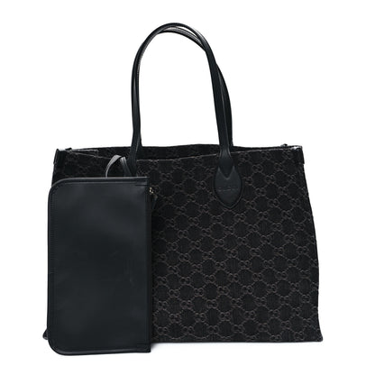 Gucci Denim Ophidia GG Monogram Large Tote Black Grey 3 of 13