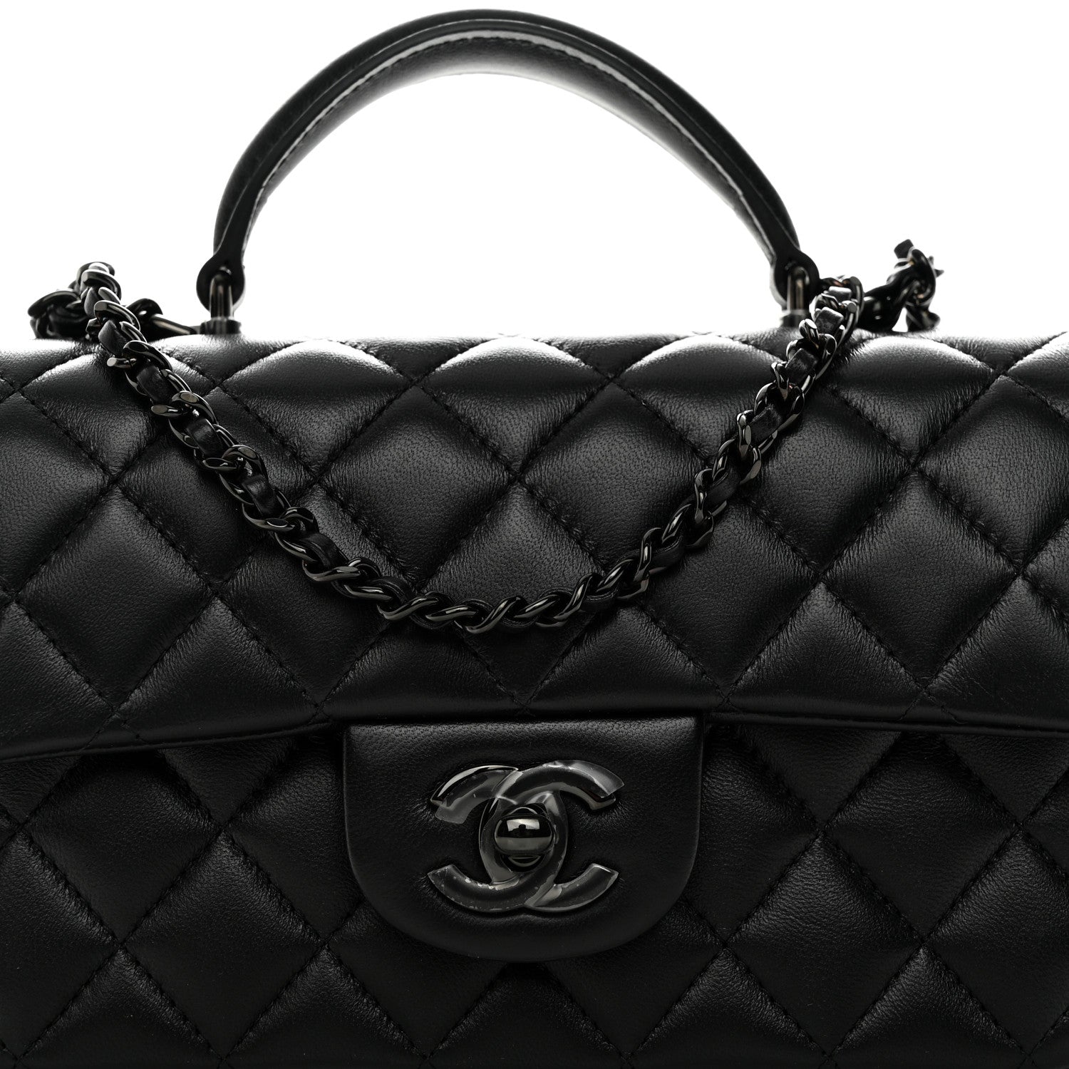 Chanel Lambskin Quilted Mini Top Handle Rectangular Flap So Black 8 of 11