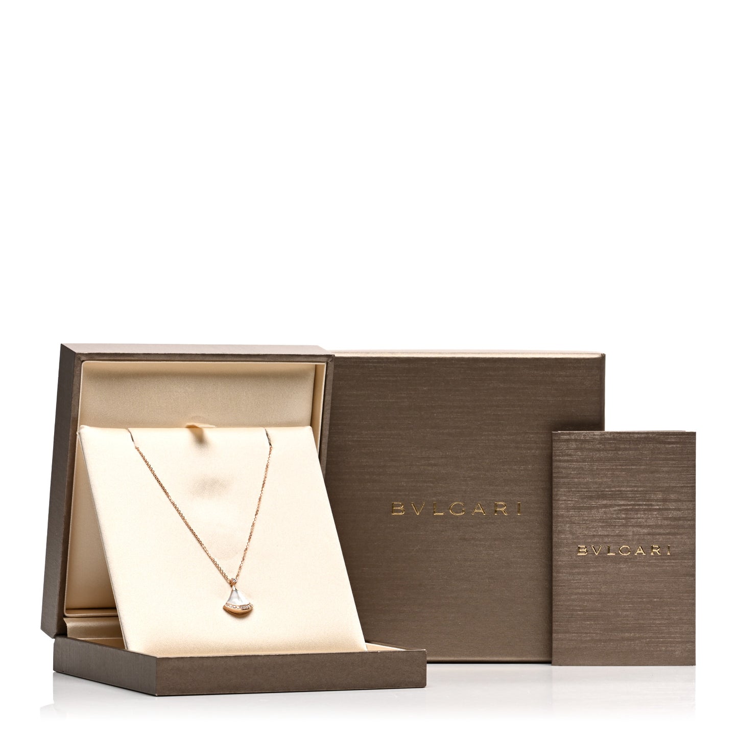 18K Rose Gold Diamond Mother of Pearl Divas' Dream Pave Pendant Necklace
