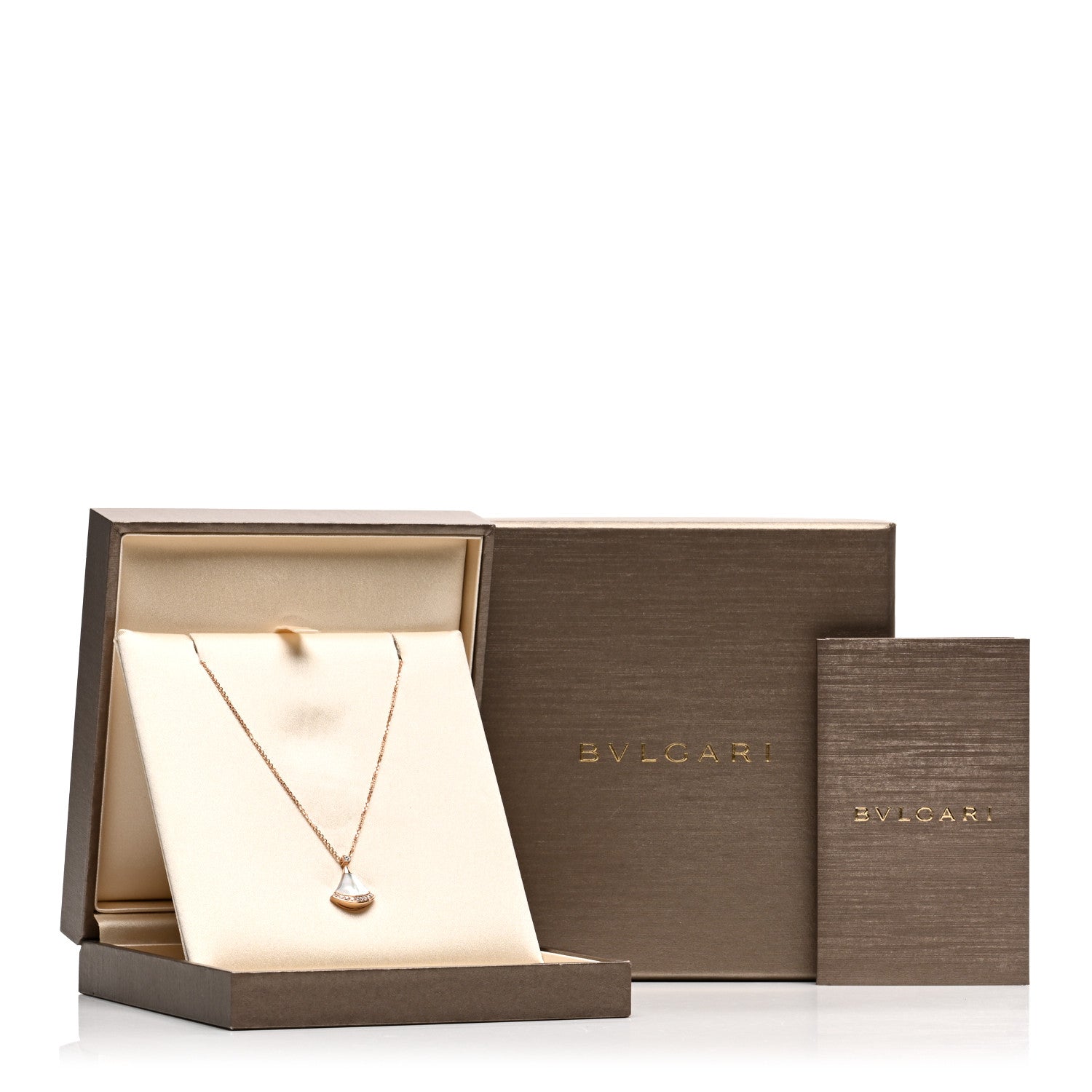 Bulgari 18K Rose Gold Diamond Mother of Pearl Divas' Dream Pave Pendant Necklace 5 of 5