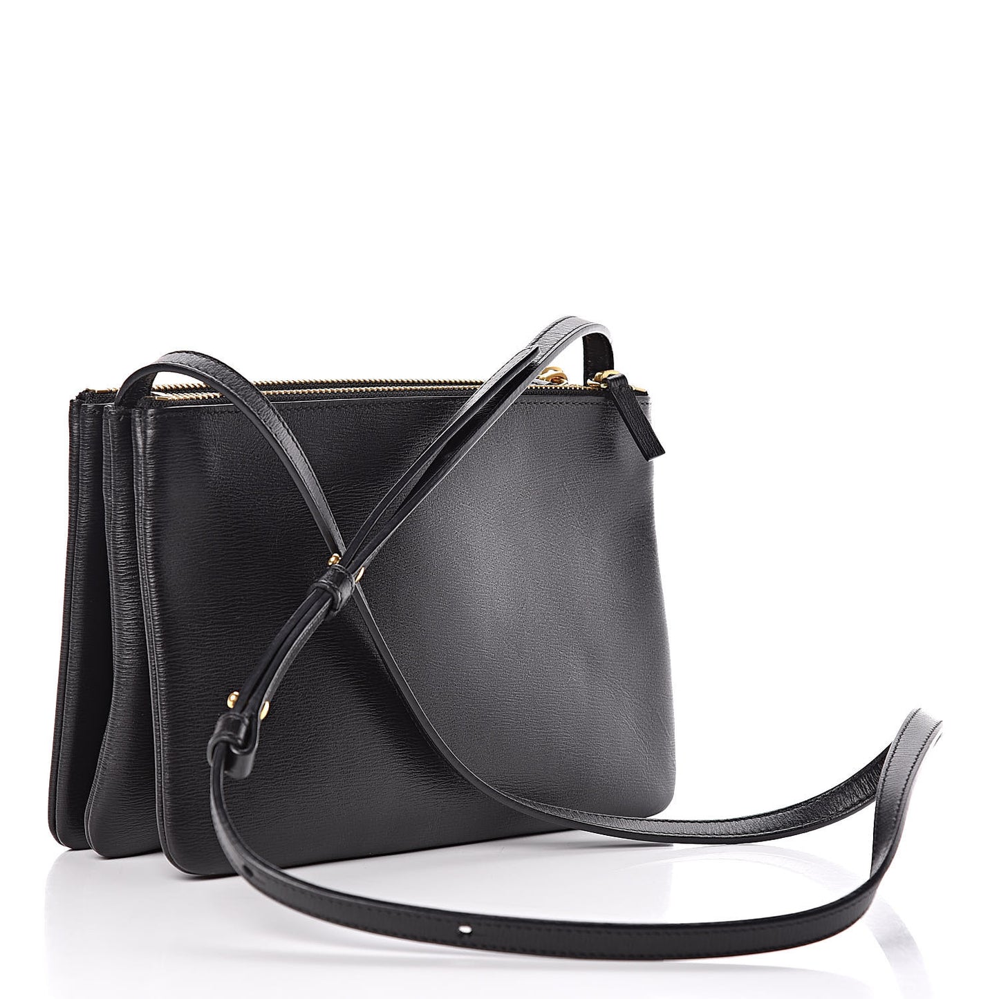 Liege Calfskin Small Trio Crossbody Bag Black