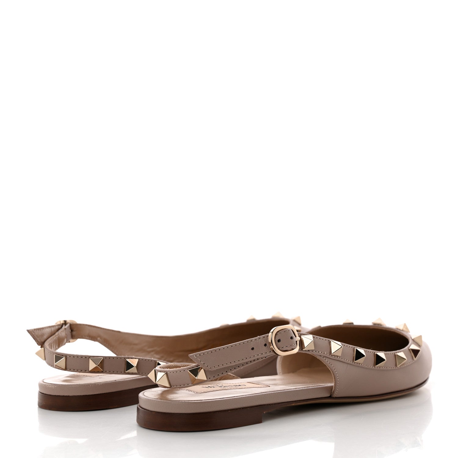 Valentino Garavani Nappa Rockstud Slingback Flats 37.5 Poudre 4 of 10