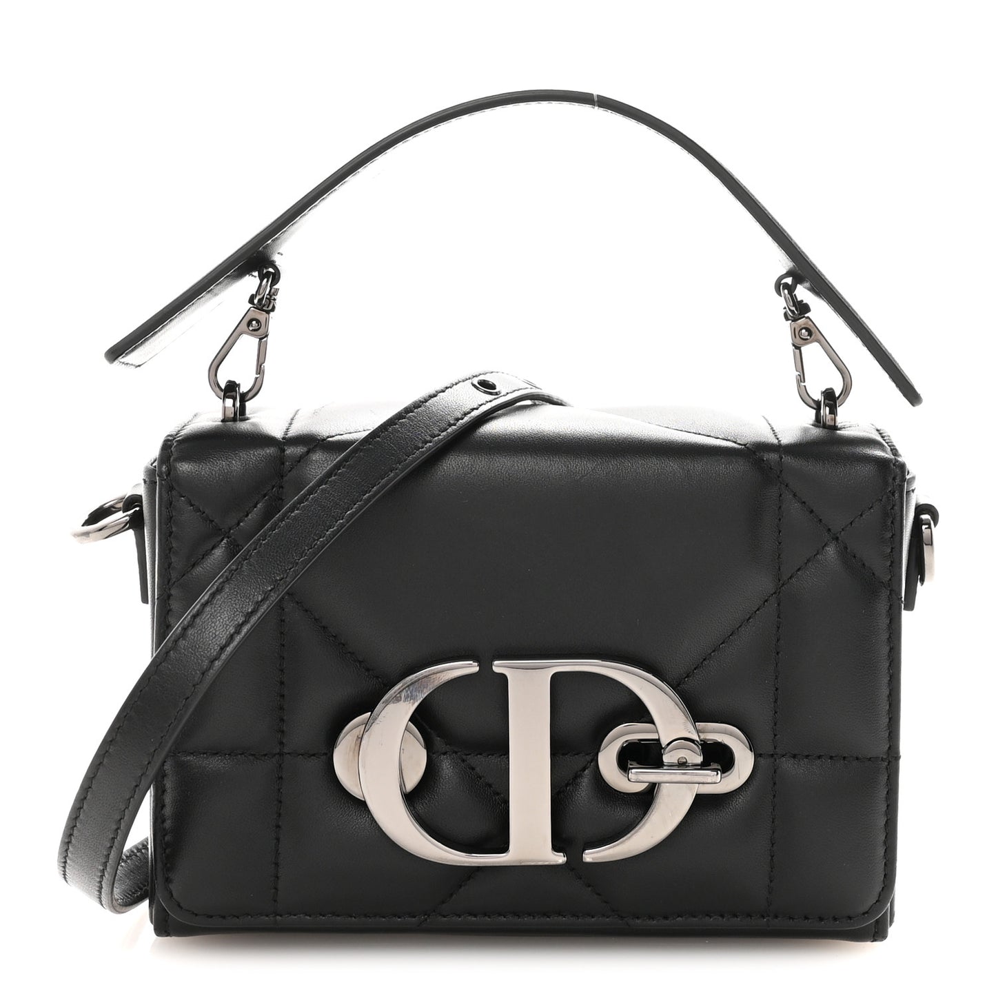 Lambskin Maxi Cannage Small 30 Montaigne Chain Top Handle Bag Black