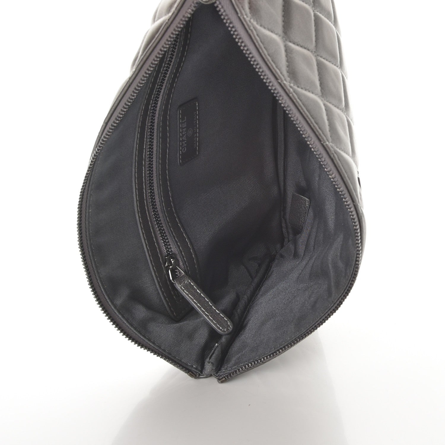 Chanel Metallic Lambskin Quilted Medium Cosmetic Case Silver 5 of 8